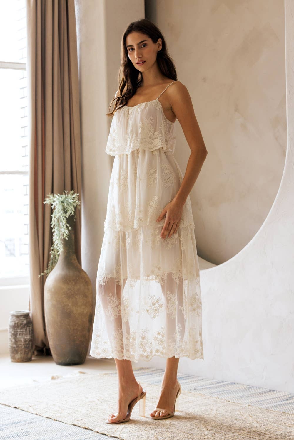 FLORAL TIERED LACE MIDI DRESS [Pre-order May 5th]