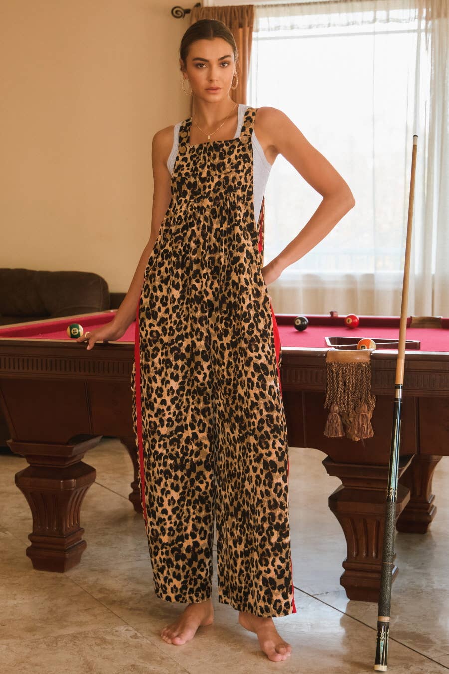 Leopard Printed Overall Jumpsuit