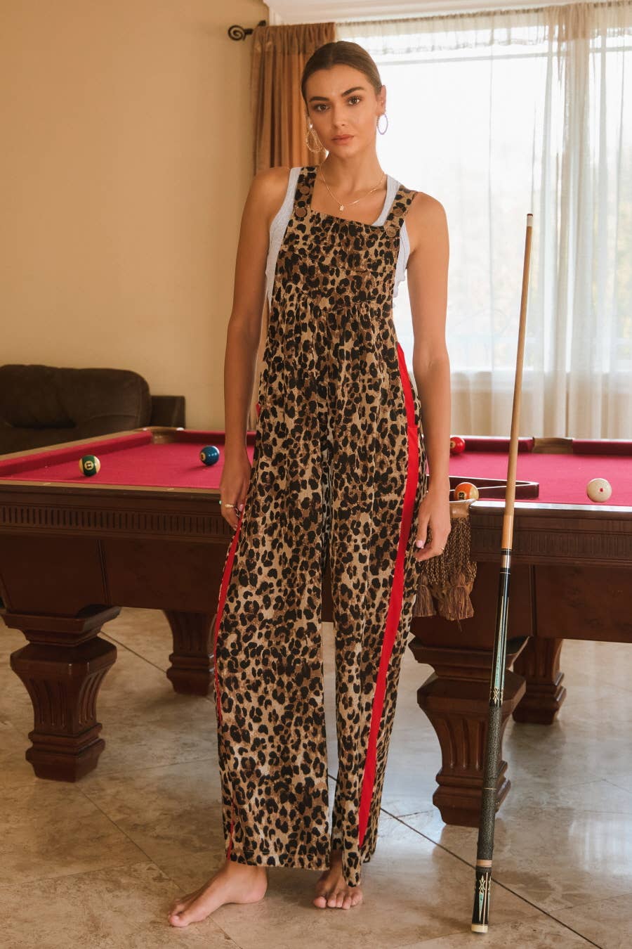 Leopard Printed Overall Jumpsuit