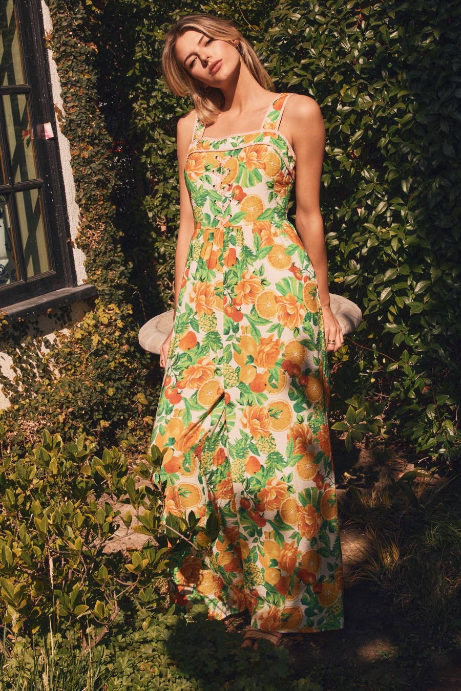 Tropical Fruit Printed Sleeveless Jumpsuit [Pre-order April 15]