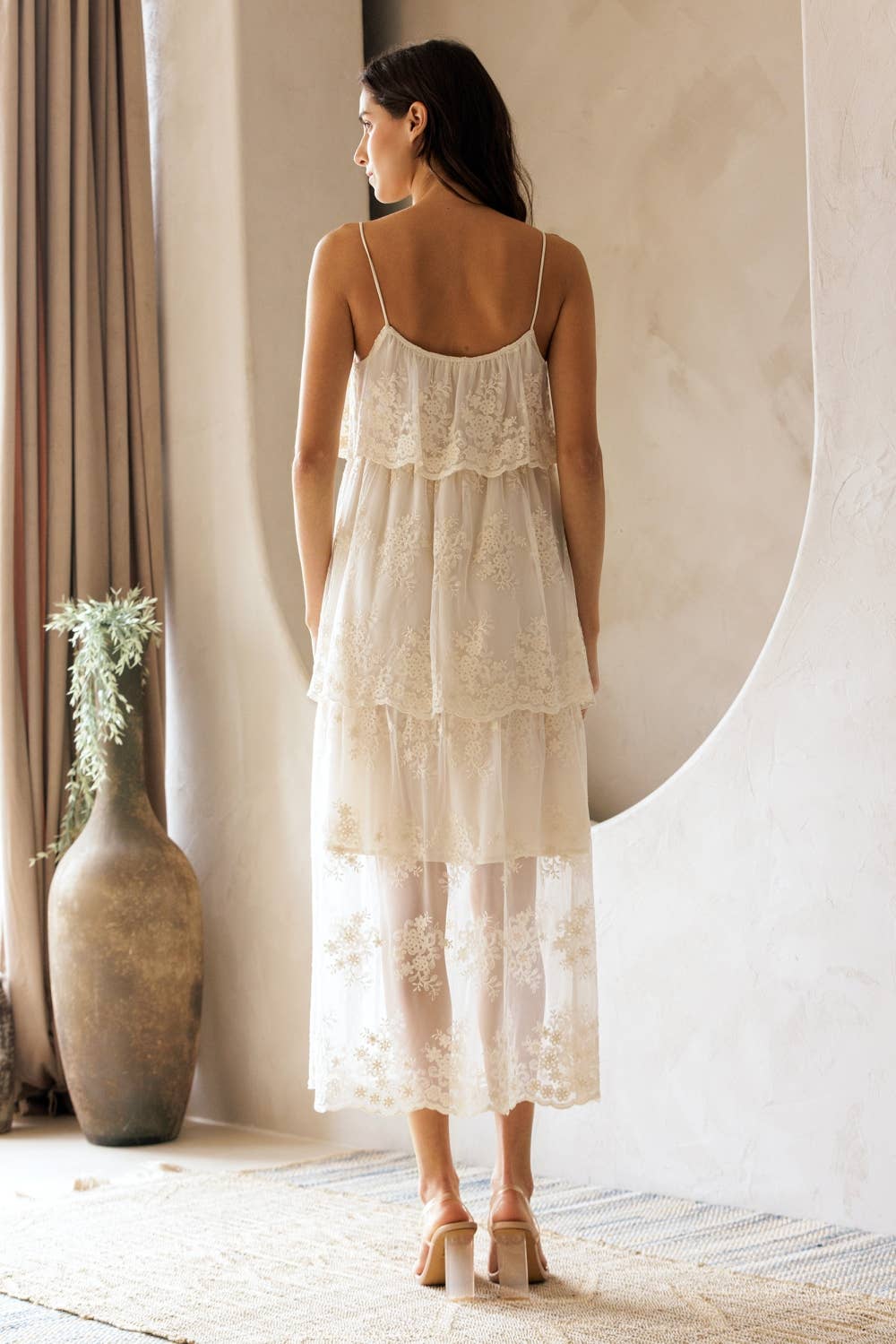 FLORAL TIERED LACE MIDI DRESS [Pre-order May 5th]