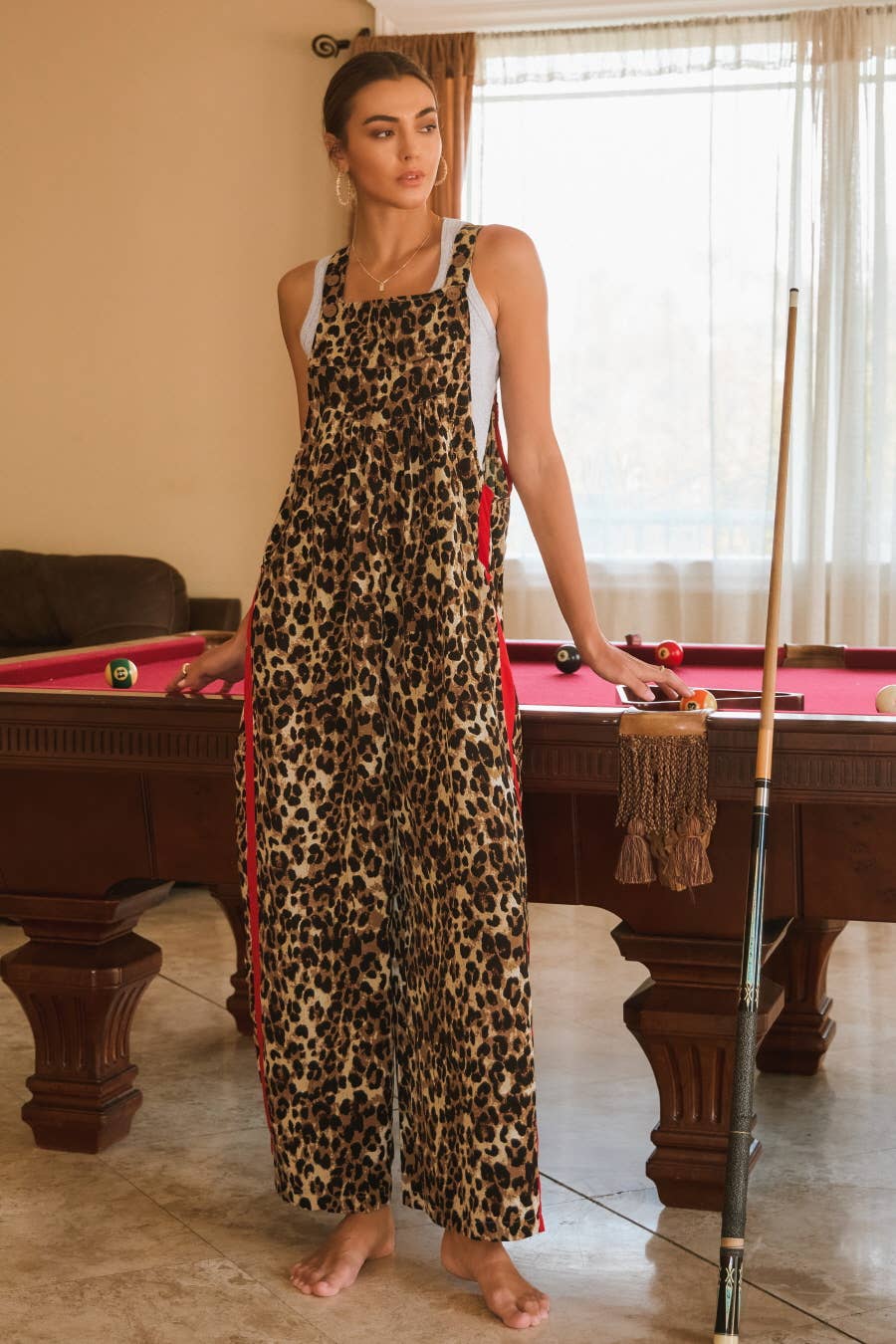 Leopard Printed Overall Jumpsuit