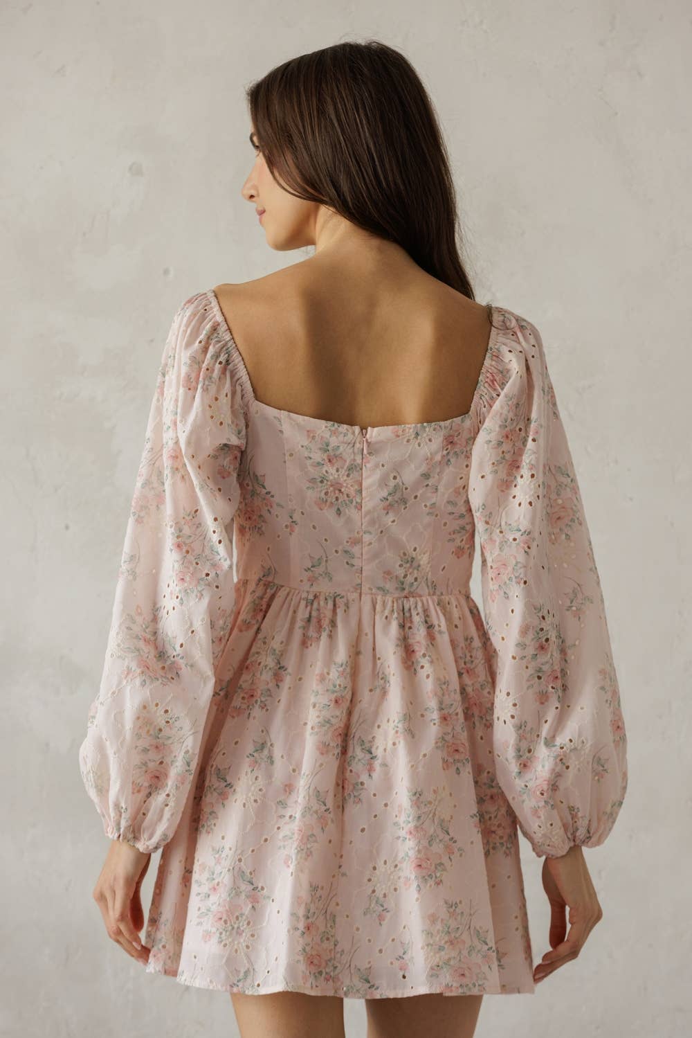 FLORAL CORSET LONG SLEEVE MINI DRESS