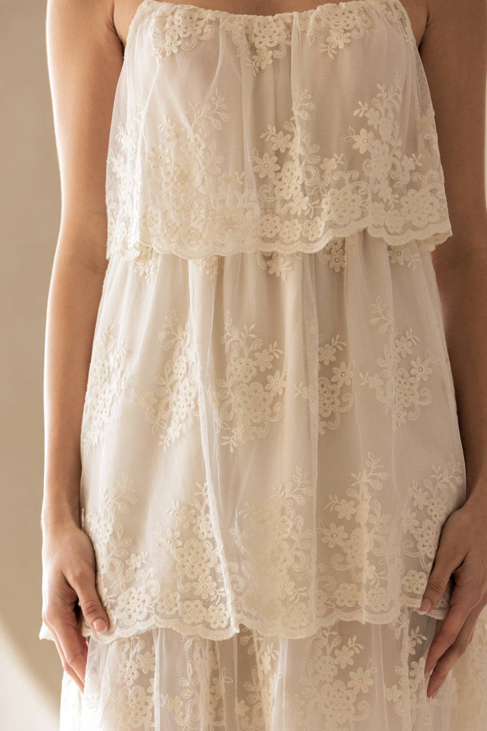 FLORAL TIERED LACE MIDI DRESS [Pre-order May 5th]
